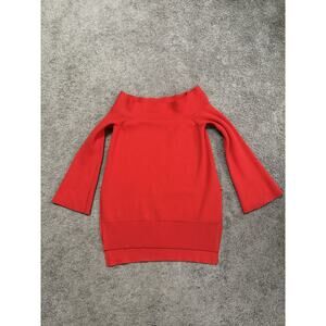 Anthropologie Red Small Off The Shoulder Sweater Christmas Holiday Party